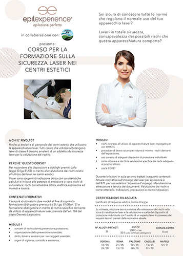 Corso per la formazione sulla sicurezza laser nei centri estetici: Napoli 12 novembre